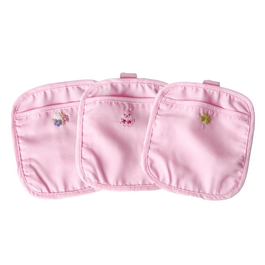 Wポケットタイプ 安全ピン付き 付けポケット ピンク 手刺繍全9種 移動