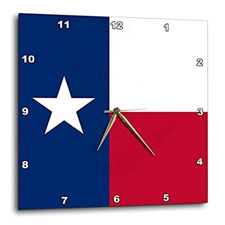 定番のお歳暮＆冬ギフト 赤 青 アメリカ国旗 テキサス州 dpp_158447_3 3dRose 白 38.1×38.1cm 壁掛け時計 フラッグ ローンスター 掛け時計、壁掛け時計