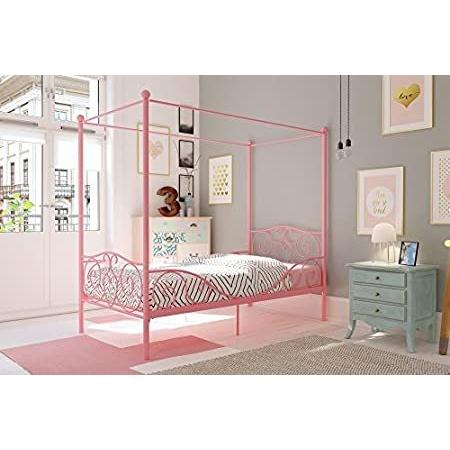 DHP Canopy Bed with Sturdy Frame - Metal 最新号掲載アイテム Size Twin 安値 Pink