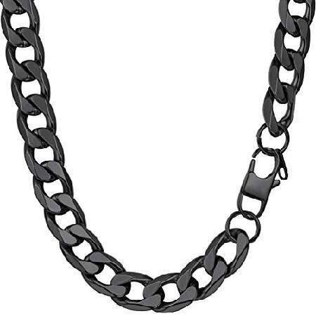 有名人芸能人 Prosteel ステンレススチールキューバチェーンネックレス ブレスレット メンズ レディース ブラック 18kゴールドメッキ ニッケル不使用 低刺 ネックレス ペンダント Lawfare Fr