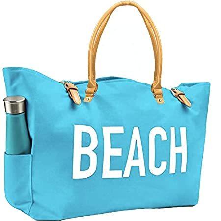 【国際ブランド】 おしゃれ KEHO Large Canvas Beach Bag Travel Tote Ocean Blue Waterproof Lining 2 deeg.jp deeg.jp