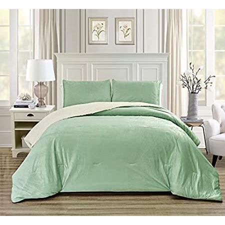 タイムセール開催中 ソリッドセージグリーンマイクロミンクベルベット掛け布団セット ウルトラソフトシェルパボレゴ裏地付き 暖かい厚手の寝具 キング グリーン 歌手 俳優の西郷輝彦さん Sitiobarreiras Com Br