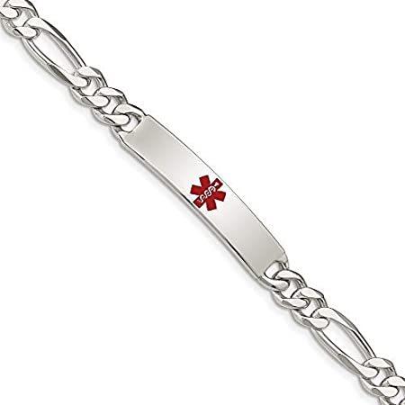 【一部予約販売】 Medical Polished Silver Sterling Figaro 6.5mm 8.5in Bracelet ID Link Anchor ブレスレット