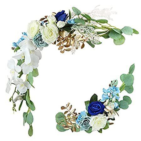 日本直売 Rinlong ウェディングアーチフラワー造花 花スワッグバインズ ウェディングウェルカムサインデコレーション ブルー ウェディングフラワー アーチ暖炉 アウトレット人気商品 Ssl Daikyogo Or Jp