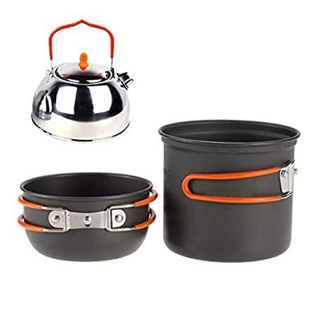 保障できる Pot Cookware Camping Set Kettle Pan Pot pcs 3 Outdoor WSSBK Picnic Hand Set 食器セット