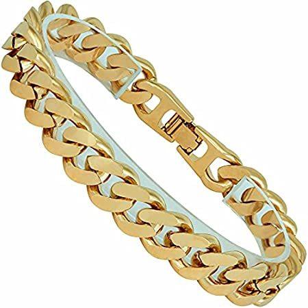 並行輸入品LIFETIME JEWELRY 12mm Miami Curb Cuban Link Chain Bracelet for Men 24k Gold