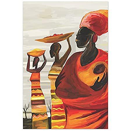 【日本産】 アフリカンポスター ウォールアート Lサイズ 24x16インチ レリーフ、アート