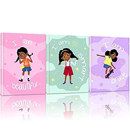 ファッションデザイナー 壁装飾 アフリカ系アメリカ人の少女 幼児 子供部屋 ベビー かわいい小さな女の子の寝室装飾 モチベーションを高めるブラックガールウォールアート レリーフ アート Raffles Mn