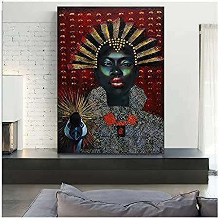 最終決算 アフリカの芸術黒と金の女性のキャンバスに油絵クアドロスのポスターとプリントリビングルームのスカンジナビアの壁の芸術の写真 レリーフ、アート
