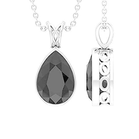 【★大感謝セール】 Black Necklace, Pendant Diamond Black MM 10X7 Gemstone Pe Cut Pear Pendant, ネックレス、ペンダント