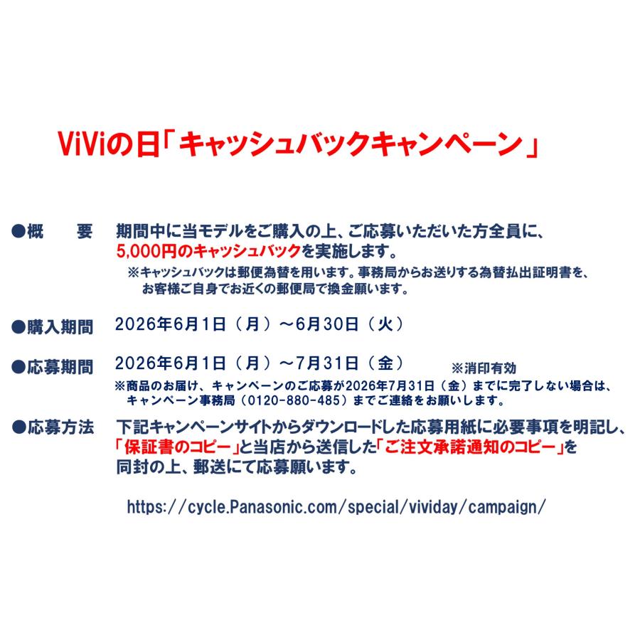 Panasonic（パナソニック） 電動自転車 2026年 ビビ L 20 押し歩き