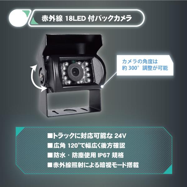 レビュー特典あり 本州一律送無 バックカメラ モニター セット 24V 12V