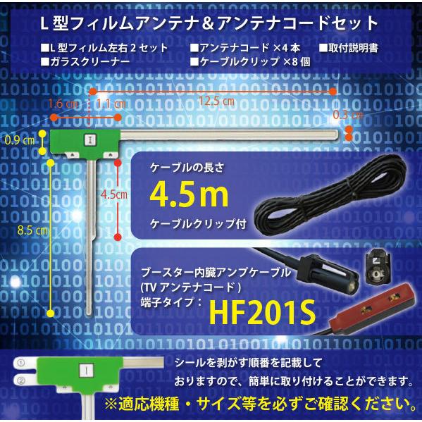 ケンウッド フィルムアンテナ HF201S コード 4本 セット 2011年モデル