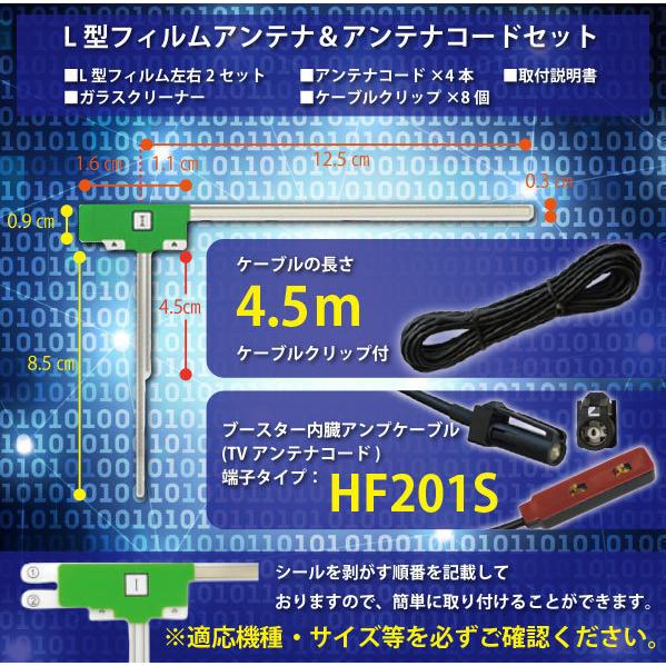 メール便 ケンウッド フィルムアンテナ HF201S コード 4本 MDV-D404BT