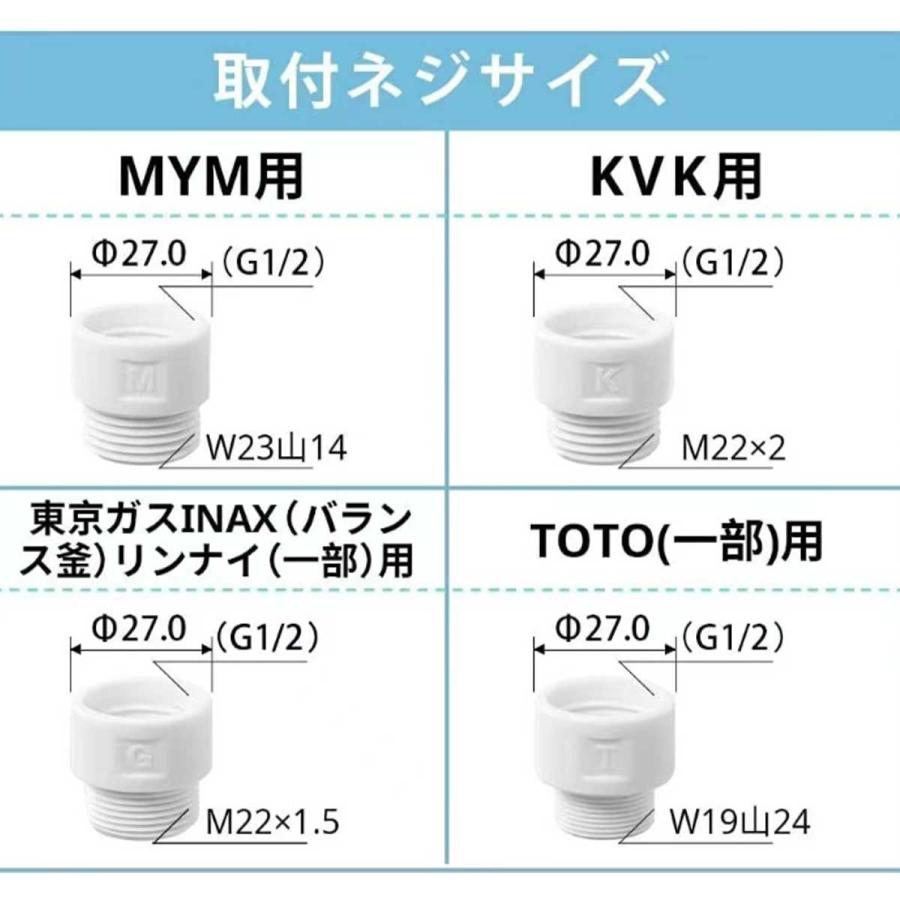 KVK シャワーヘッド変換アダプター 4種セット｜TOTO KVK MYM対応｜G1/2