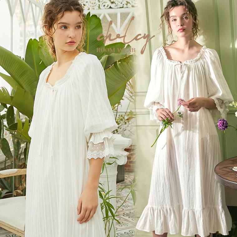 ルームウェア レディース 春 夏 ワンピース 大人 可愛い パジャマ 半袖 女性 レディース 部屋着 ナイトウエア 綿 レース 寝巻き ホワイト 白 C004 Styly Design 通販 Yahoo ショッピング
