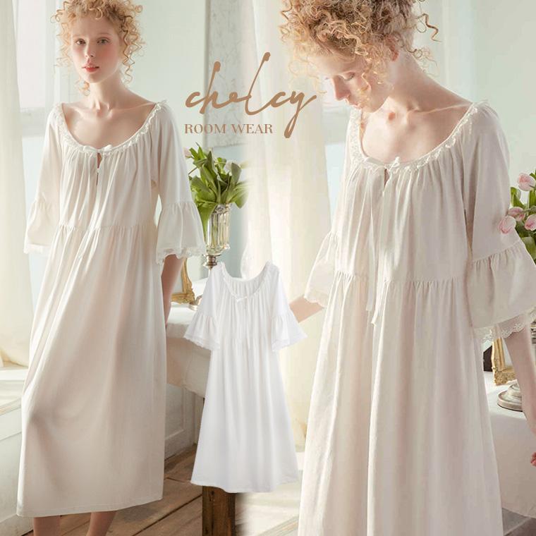 ルームウェア レディース春 夏 ワンピース 大人 可愛い パジャマ 長袖 半袖 女性 レディース 部屋着 ナイトウエア パジャマ 綿 おしゃれ レース 寝巻き C011 Lee Che 通販 Yahoo ショッピング