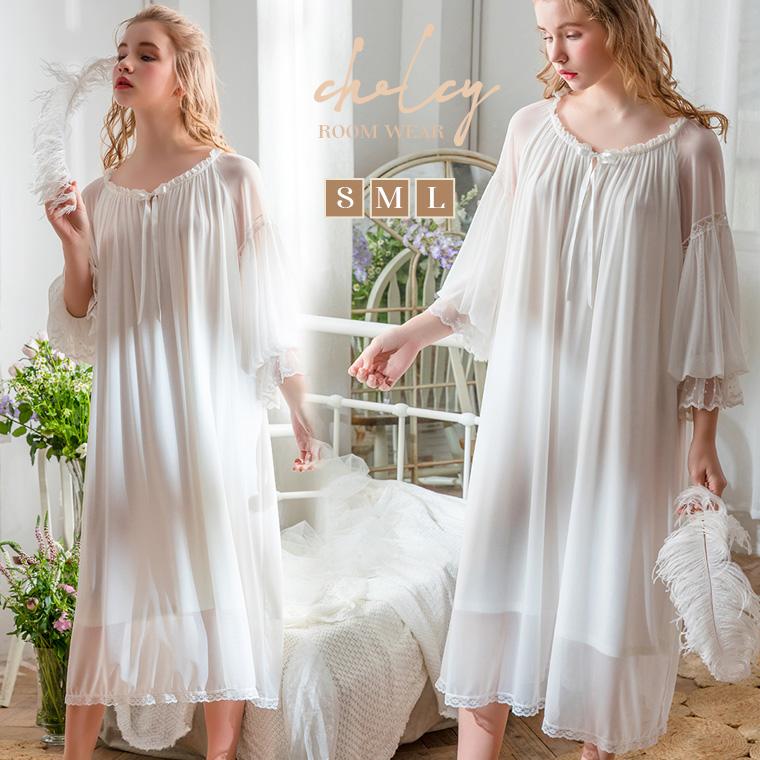 ルームウェア レディース 春 夏 冬 ワンピース 大人 可愛い パジャマ 半袖 長袖 女性 レディース ランジェリー 部屋着 ナイトウエア 綿 レース 寝巻き ホワイト C019 Styly Design 通販 Yahoo ショッピング
