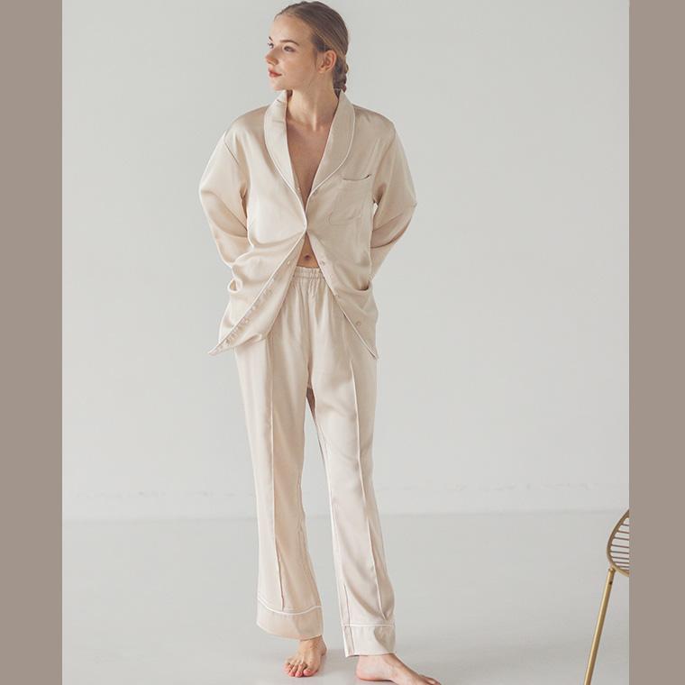 ✩✩nemurineko✩✩　サテンパジャマセット ルームウェア サテン パジャマ レディース 冬 長袖 かわいい 前