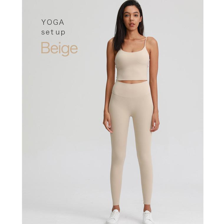 Lee.che ヨガウェア ピラティス 上下セット トップス カップ付き