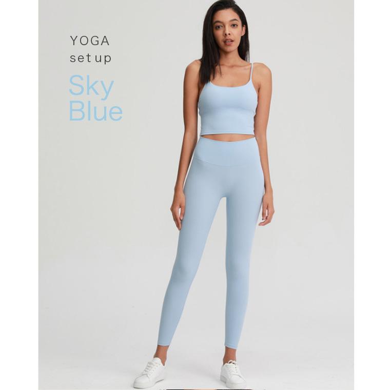 ⭐︎新品未使用⭐︎ヨガウェアセット かわいい　スカラップ ピラティス　ルルレモン Lee.che ヨガウェア ピラティス 上下セット トップス カップ付き