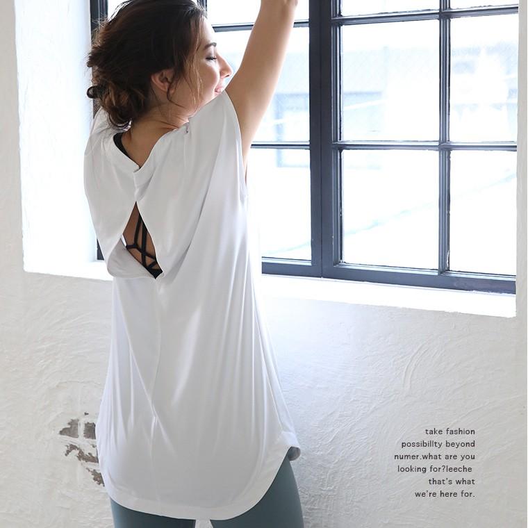 ヨガウェア ピラティス トップス ロングTシャツ ヨガ ホットヨガ ロング丈 可愛い おしゃれ スポーツ ピラティス レディース ブランド ジム 運動 体型カバー | Lee.che | 13