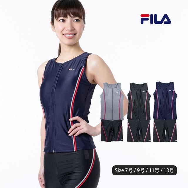 フィットネス 水着 レディース セパレート 女性用 フィラ Fila ノースリーブ 前ファスナー 体型カバー S M L Ll 319 4 0 ハッピー ファッションストア 通販 Yahoo ショッピング