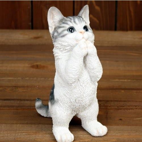 アニマルオブジェ：キャット ちょーだい 猫 置物 オブジェ 子猫 信託 インテリア 激安 新作 動物