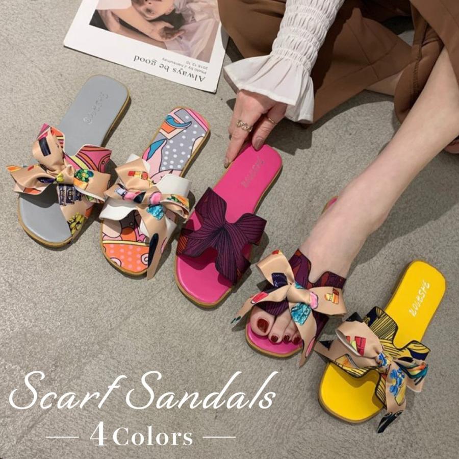 サンダル レディース リボン 南国風 フラットサンダル ローヒール ペタンコ 靴 シューズ 歩きやすい おしゃれ 海 旅行 デイリー カジュアル Msh005 Tilt Store Yahoo 店 通販 Yahoo ショッピング