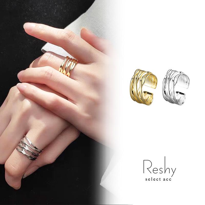 レディース 金属アレルギー対応 リング ゴールド ワイド 太め シルバー