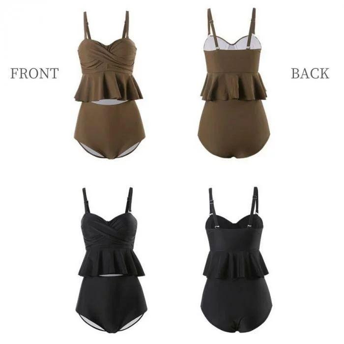 送料無料 水着 レディース ブラック ブラウン M L Xl 体型カバー ビキニ 韓国っ 激安人気新品 お洒落 シンプル かわいい 女性 タンキニ 可愛い オトナ女子 モテカワ水着 韓国
