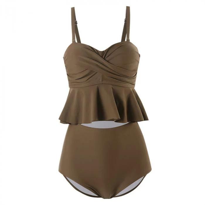 送料無料 水着 レディース ブラック ブラウン M L Xl 体型カバー ビキニ 韓国っ 激安人気新品 お洒落 シンプル かわいい 女性 タンキニ 可愛い オトナ女子 モテカワ水着 韓国