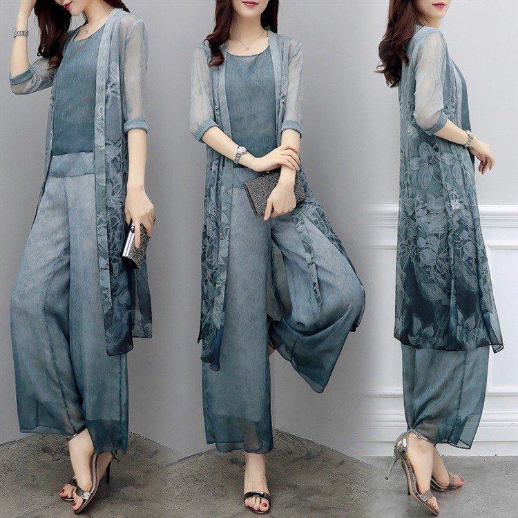 新素材新作 二次会 上品 お洒落 着痩せ Uvカット 3点セット カーディガン シフォンブラウス ガウチョパンツ 夏 レディース セットアップ ママ Tz01 30代40代 セットアップ Michiganestateplanning Com