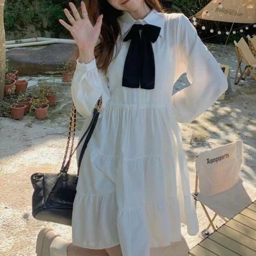 ワンピース 量産型 参戦服 お嬢様 韓国 ゆめかわいい やみかわいい 原宿系 地雷系 バイカラー オルチャン 無地 異素材mix 襟付き 春 秋 冬 長袖 ひざ上丈 ショー Ls0417a169 Happy Home 通販 Yahoo ショッピング