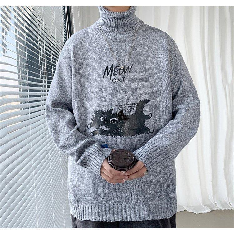 人気提案 防寒 猫がら あったか 裏起毛 タートルネック 長袖 ニット メンズ ニットセーター インナー セーター 冬服 ニット セーター 色 コーヒー Michiganestateplanning Com