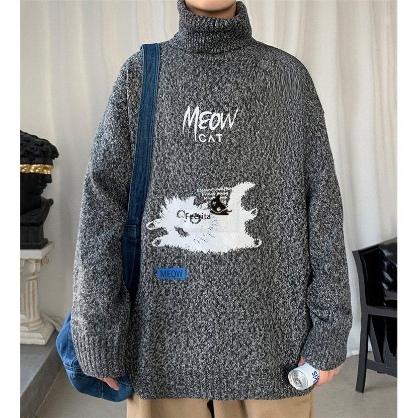 人気提案 防寒 猫がら あったか 裏起毛 タートルネック 長袖 ニット メンズ ニットセーター インナー セーター 冬服 ニット セーター 色 コーヒー Michiganestateplanning Com