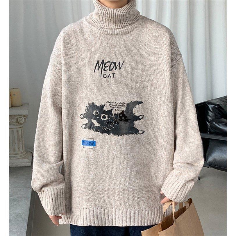 人気提案 防寒 猫がら あったか 裏起毛 タートルネック 長袖 ニット メンズ ニットセーター インナー セーター 冬服 ニット セーター 色 コーヒー Michiganestateplanning Com