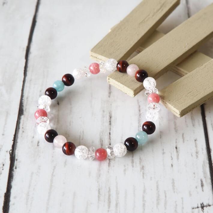 パワーストーン ブレスレット タイガーアイ インカローズ 金運 厄除け