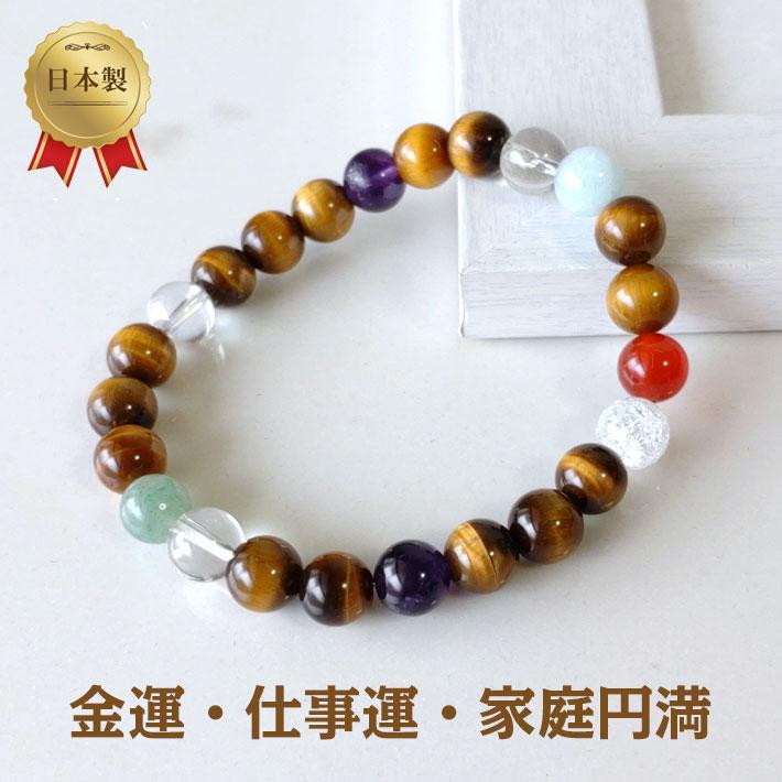 パワーストーン ブレスレット メンズ タイガーアイ アクアマリン 金運 