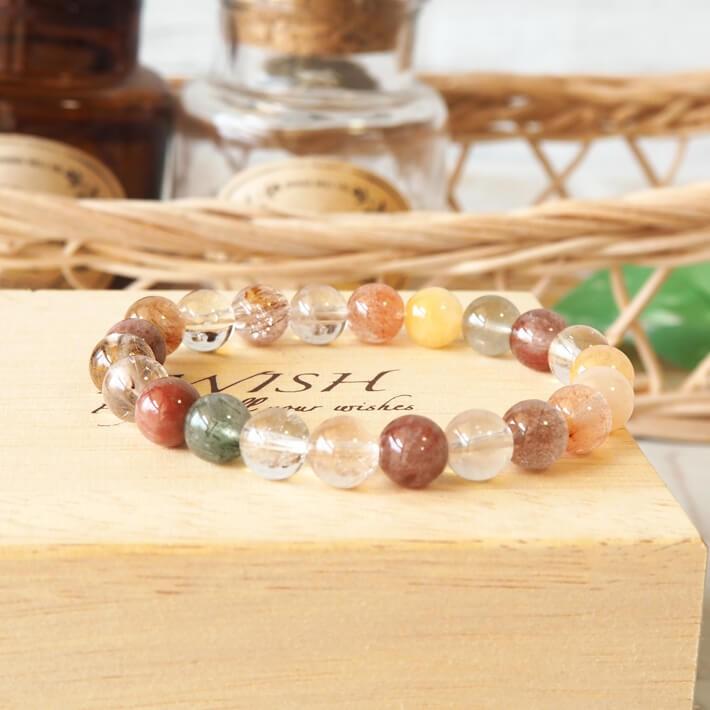 パワーストーン ブレスレット メンズ ミックス ルチルクォーツ 福禄寿