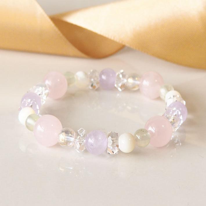 パワーストーン ブレスレット レディース ローズクォーツ アメジスト