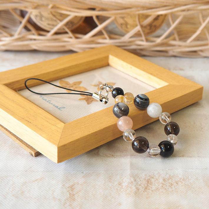 パワーストーン 天然石 ストラップ オニキス 天眼石 ルチル