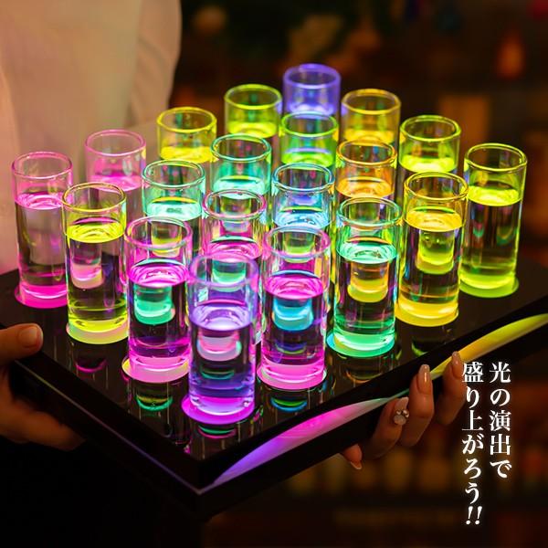Glowlass グラストレー ショットグラス トレー 光る LED 20本 Glowlass グラストレー ショットグラス トレー 光る LED 20本