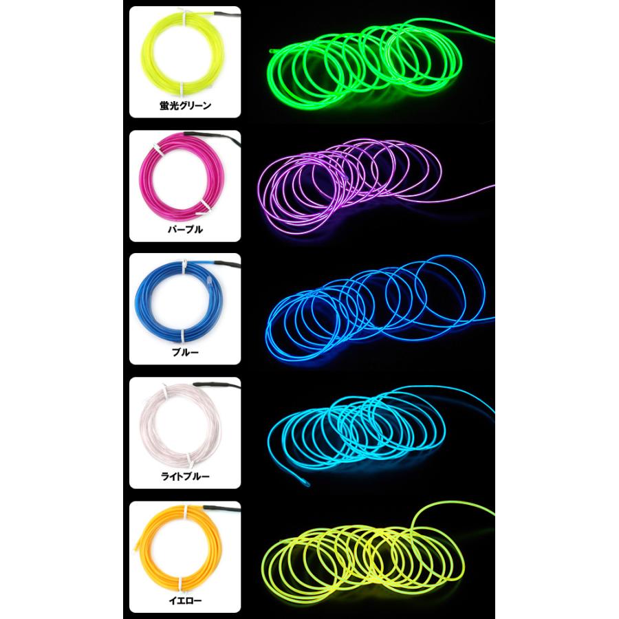 ELワイヤー 電池式 EL直径2.3mm 長さ3m 全10色 電池BOXセット ELワイヤー 電池式 EL直径2.3mm 長さ3m 全10色 電池BOXセット