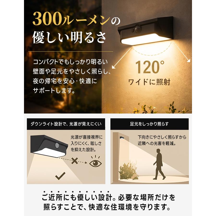 人感センサーライト ソーラーライト 屋外 壁掛け 〔 明るい LED ポーチ