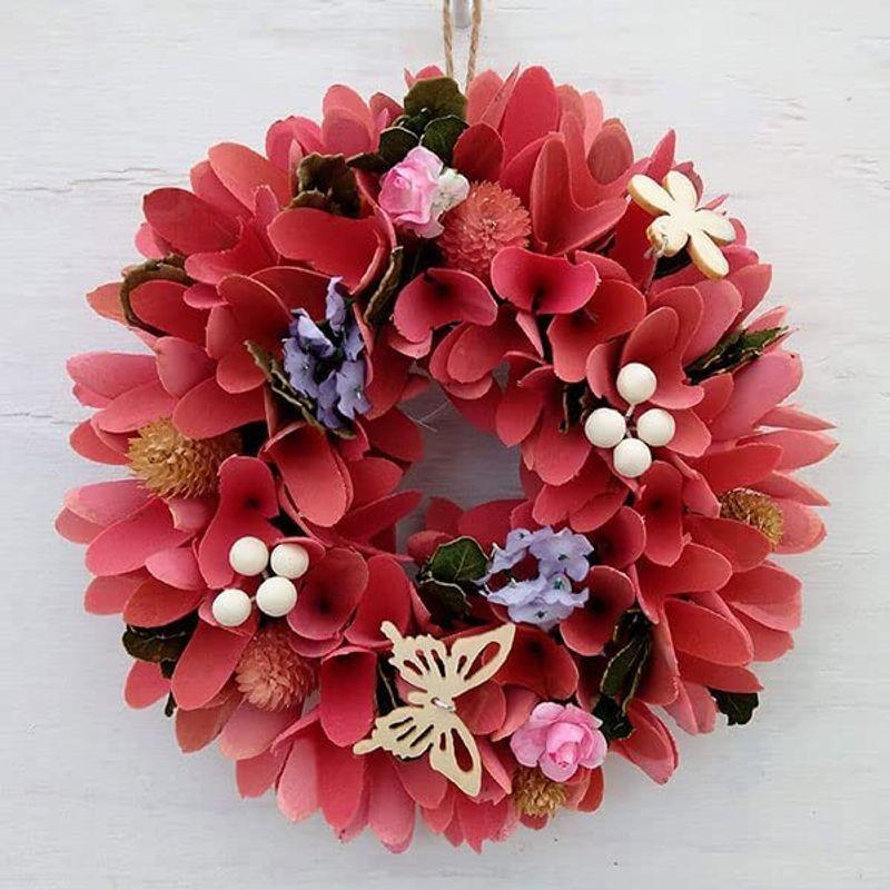 市場 ナチュラルリース ウッドフラワー ピンクss直径18ｃｍcxo 9sｓ Cisama Sc Gov Br