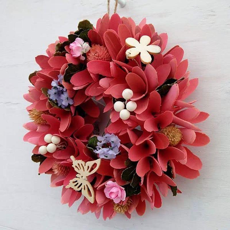 市場 ナチュラルリース ウッドフラワー ピンクss直径18ｃｍcxo 9sｓ Cisama Sc Gov Br