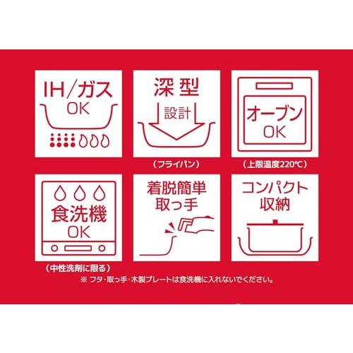 サーモス デュラブルシリーズ 取っ手のとれるフライパン9点セットAA IH対応 レッド KSA-9A R｜happy-ness-store｜04