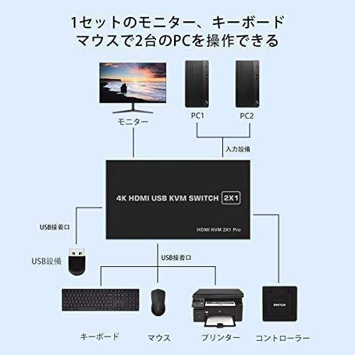 kvmスイッチ hdmi 4K kvm スイッチ HDMI切替器 2ポート（PC2台用）Ultra HD 4K 60Hz HDMI2.0 HDCP2.2 3D/HDRスプリンター USB2.0 USB キーボード/マ｜happy-ness-store｜02