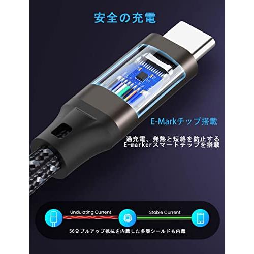 USB Type Cケーブル 1M 【PD対応 100W/5A急速充電】 USB C to USB C タイプc ケーブル 高耐久ナイロン編み MacBook Pro/Air、iPad Pro/Air、Xperia、｜happy-ness-store｜03